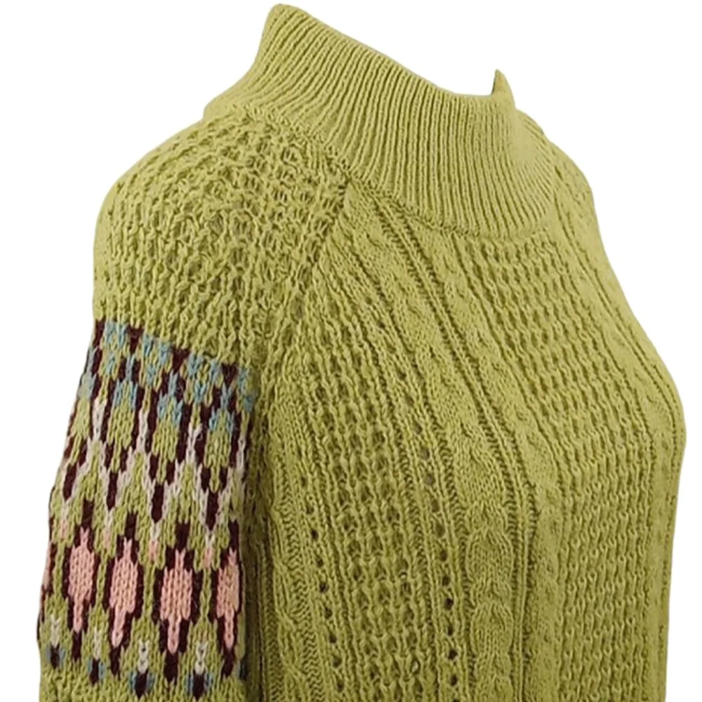 Sundance Olive Green Wool Blend Cable Kni Sweater Size Small